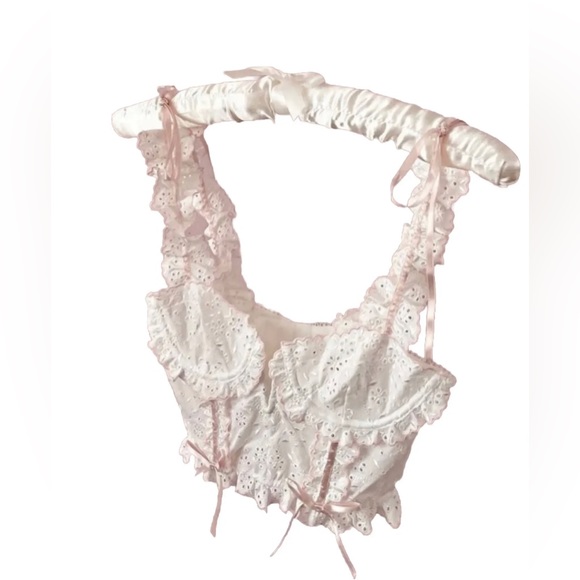 NWT For Love and Lemons Eyelet Swirl Bustier Bra (34A) and matching panties (S) - Picture 7 of 13